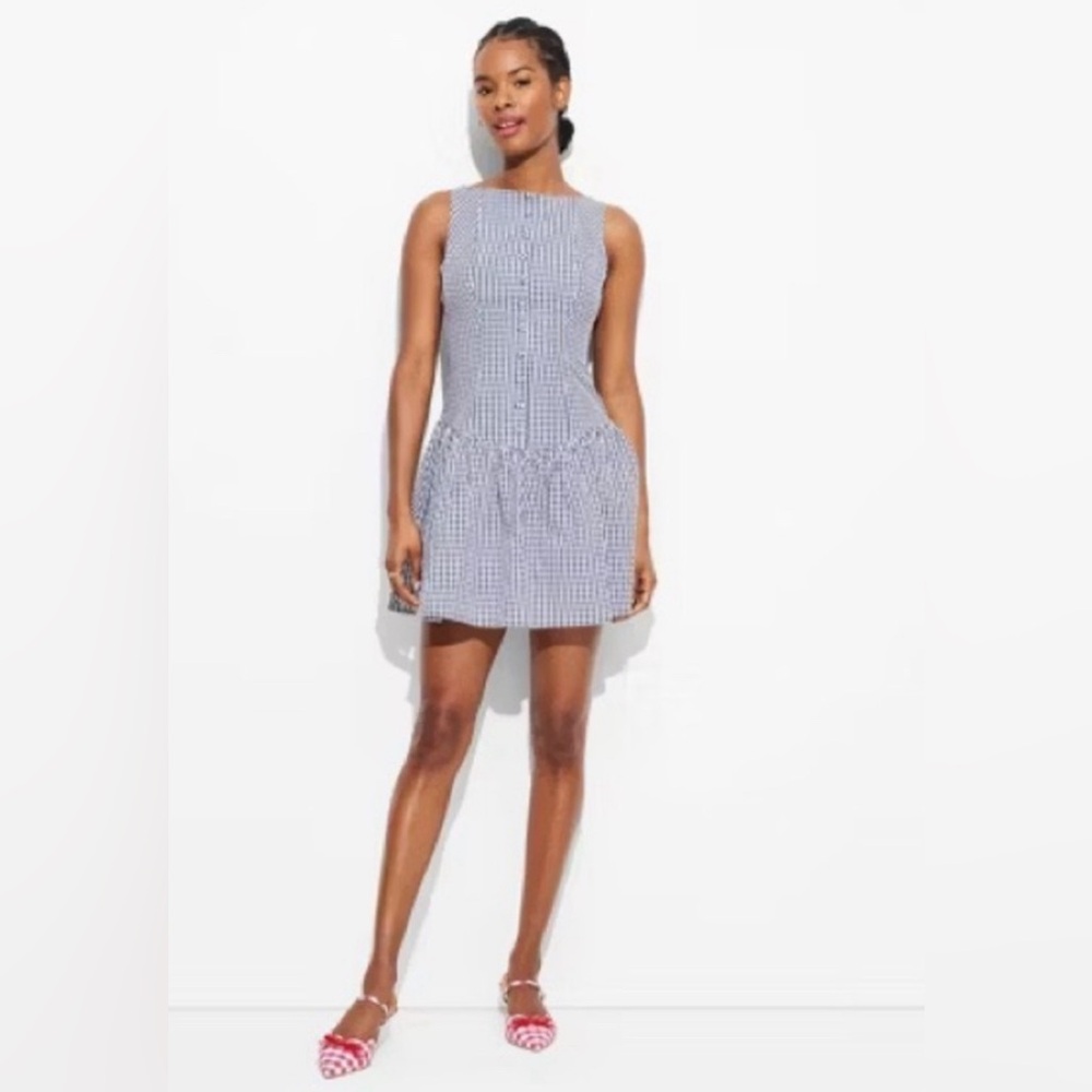 Wild Fable Women's Drop Waist Mini
Sundress Navy Blue Gingham M